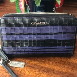 COACH DOUBLE ZIPPER WALLET WITH SILVERTONE CHARM
